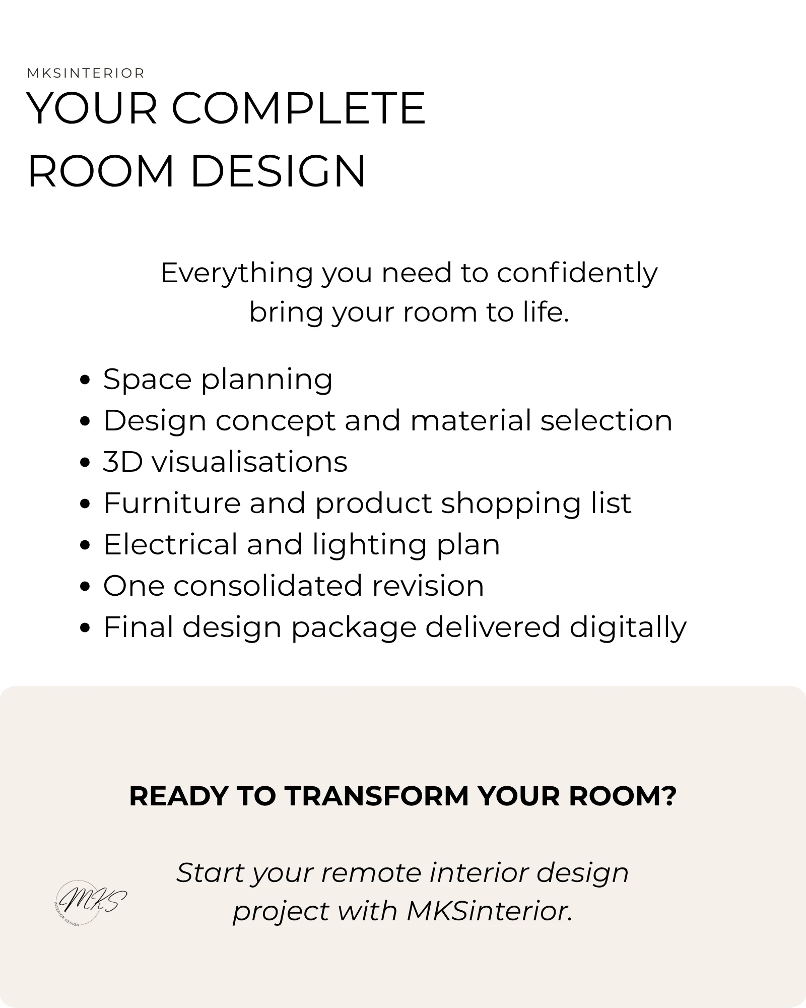 Overview of the complete remote room design package