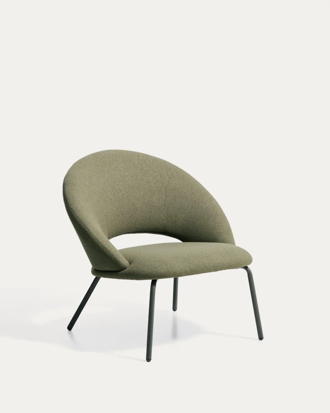 Bonali armchair in green chenille with green metal legs by Kave Home