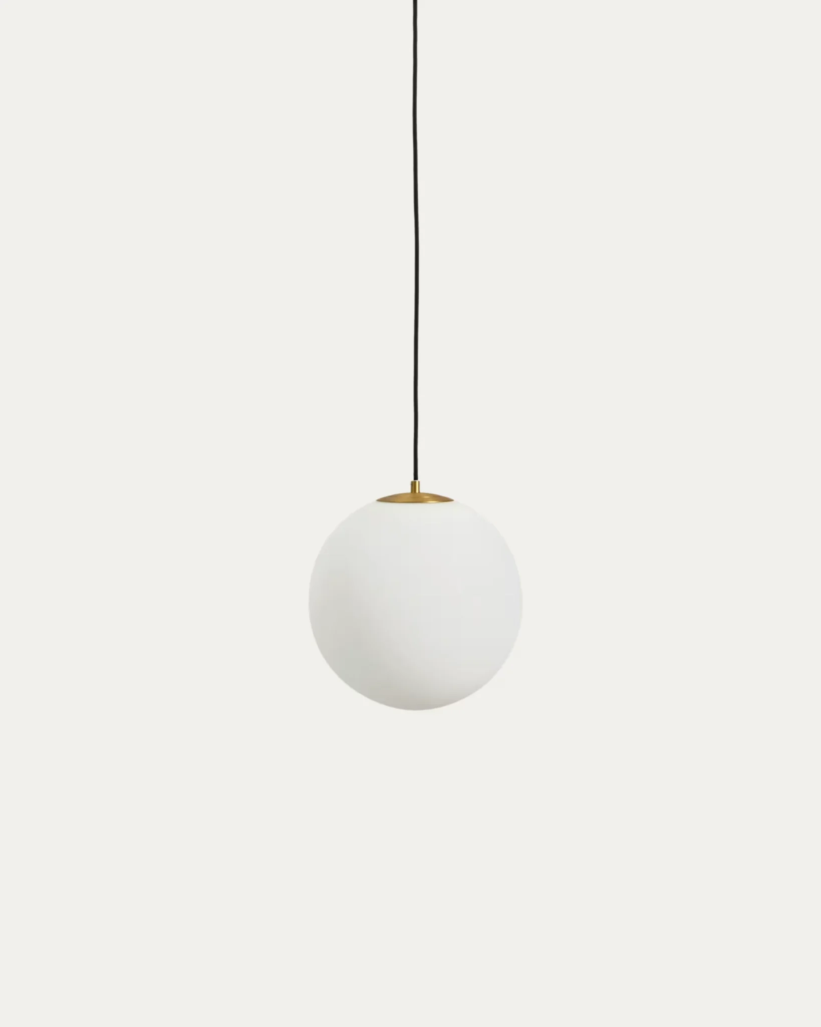 Brisia metal ceiling lamp with brushed brass finish and 1 frosted glass ball by Kave Home